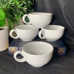 Set of 4 WHITE by Denby flat tea / coffee cups